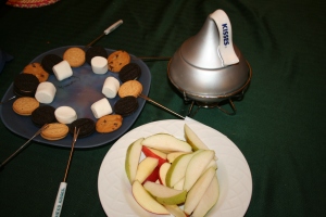Our Sunday night reward for making it through the days without power: Chocolate Fondue!